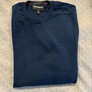 Bonobos washable Marino crew cut sweater navy. Slim fit large. Like new
